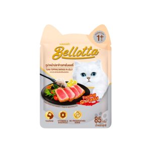 Pate mèo Bellotta vị cá ngừ phủ topping Shirasu dạng gói 85g